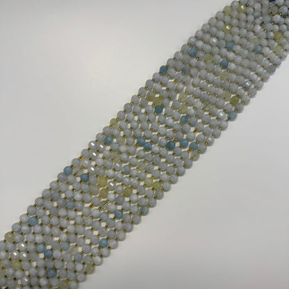 Aquamarine Single Cut Round Faceted Gemstone Beads - (A Quality)