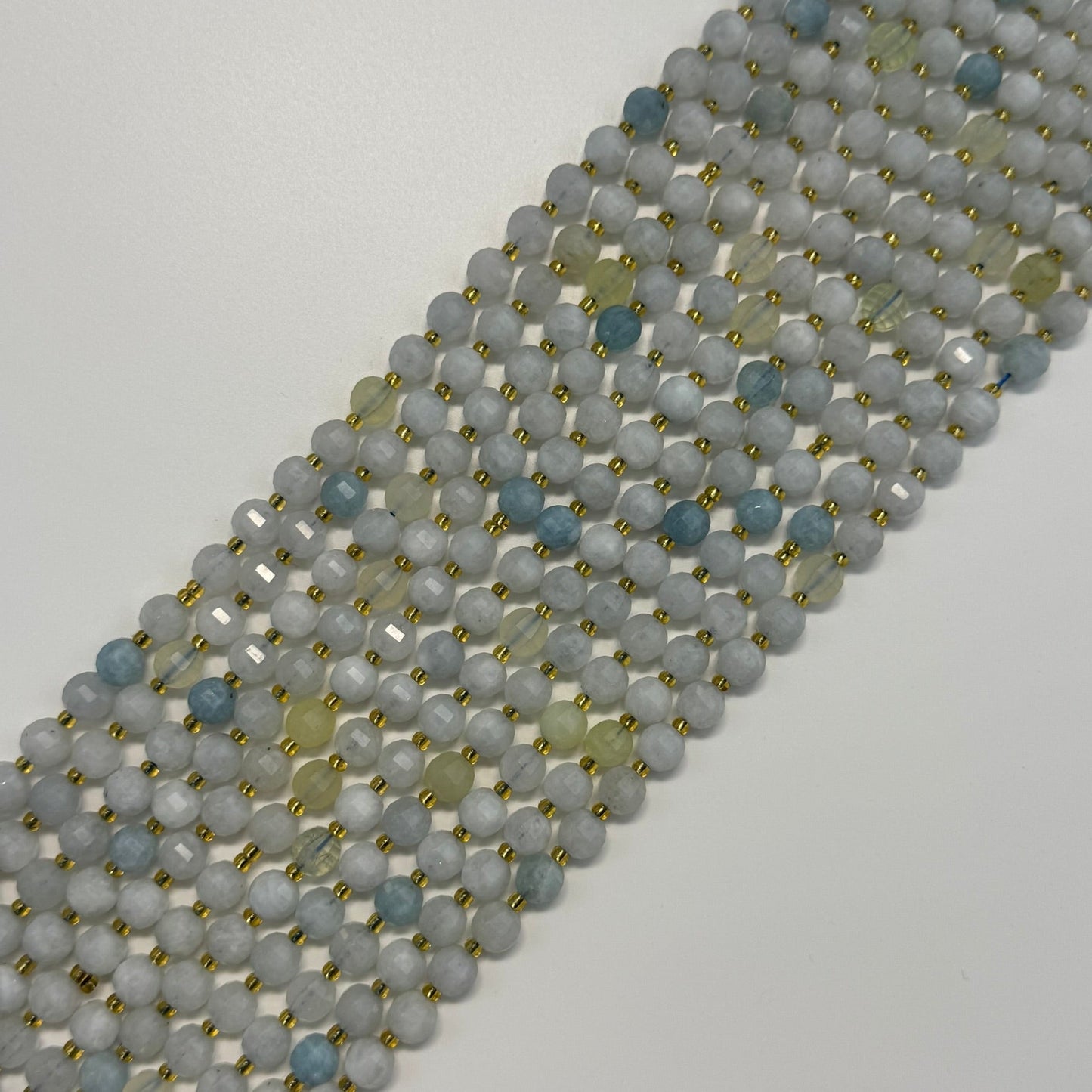 Aquamarine Single Cut Round Faceted Beads - (A Quality)