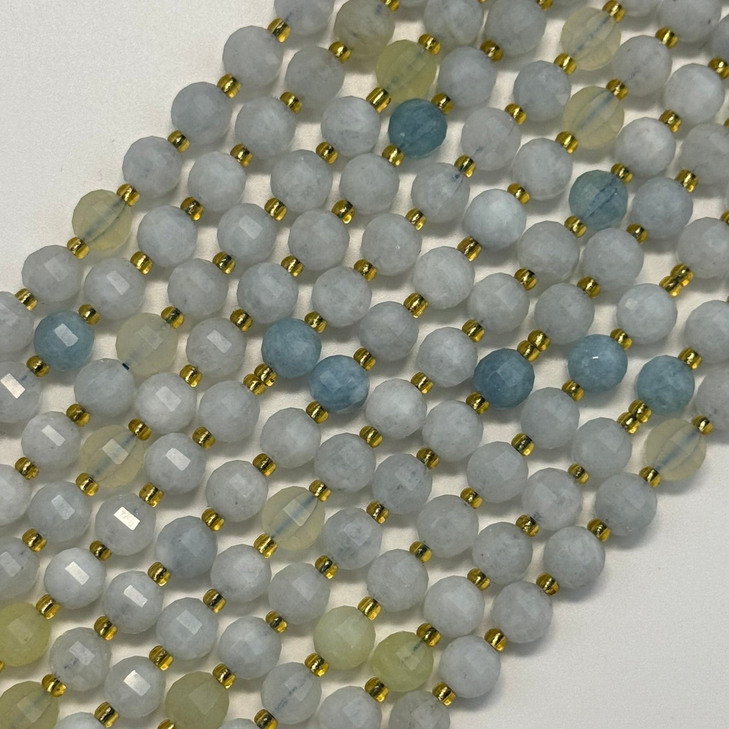 Aquamarine Single Cut Round Faceted Beads - (A Quality)