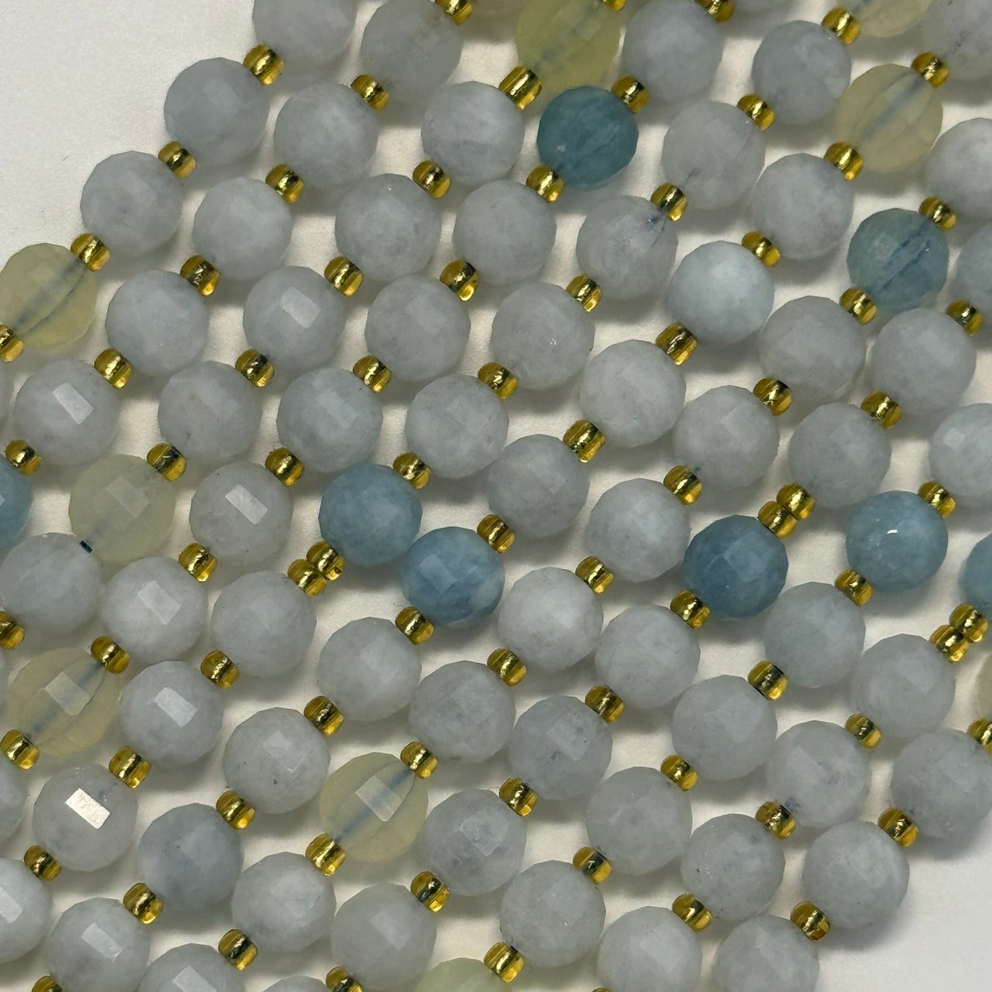 Aquamarine Single Cut Round Faceted Beads - (A Quality)