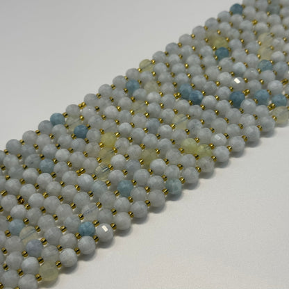 Aquamarine Single Cut Round Faceted Gemstone Beads - (A Quality)