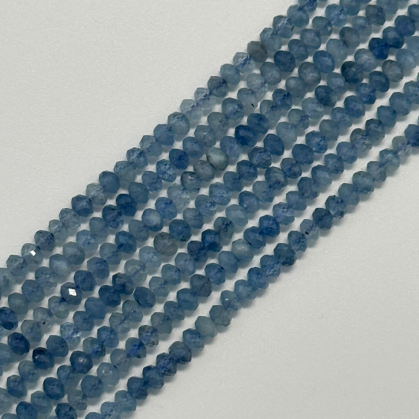 Aquamarine Faceted Rondelle Gemstone Beads