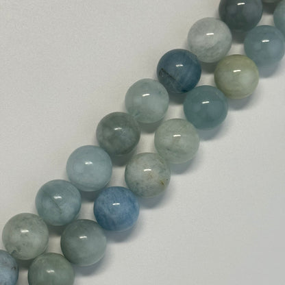 Aquamarine Round Polished Gemstone Beads