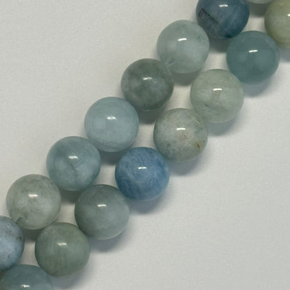 Aquamarine Round Polished Gemstone Beads