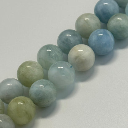 Aquamarine Round Polished Gemstone Beads