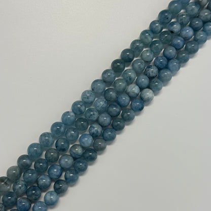 Aquamarine Round Polished Gemstone Beads
