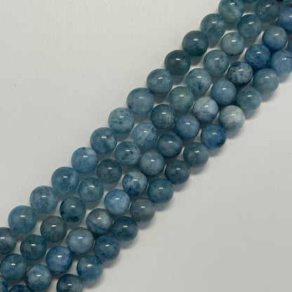 Aquamarine Round Polished Gemstone Beads
