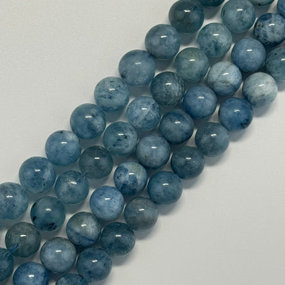Aquamarine Round Polished Gemstone Beads
