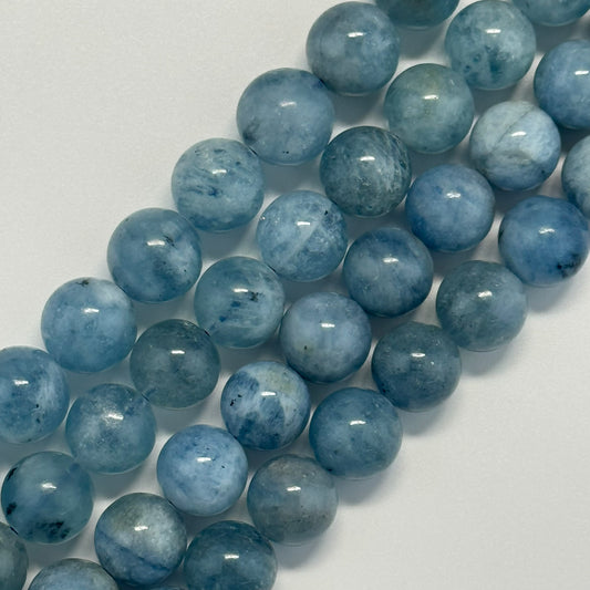 Aquamarine Round Polished Gemstone Beads