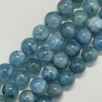 Aquamarine Round Polished Gemstone Beads