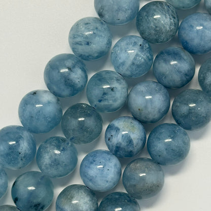 Aquamarine Round Polished Gemstone Beads