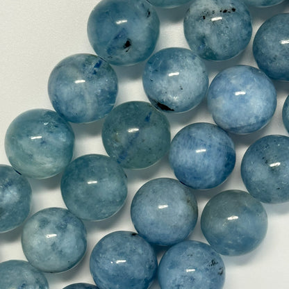Aquamarine Round Polished Gemstone Beads