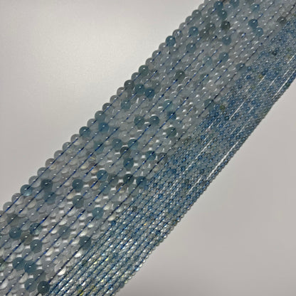 Aquamarine Round Polished Gemstone Beads - (AA Quality)