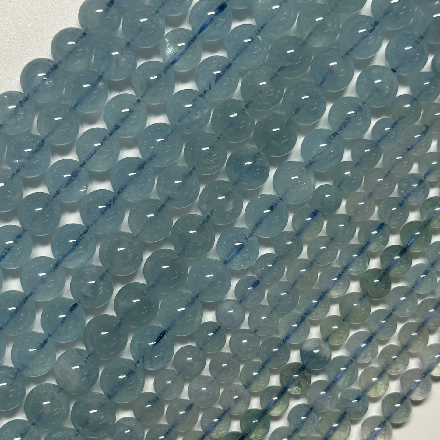 Aquamarine Round Polished Beads - (AA Quality)