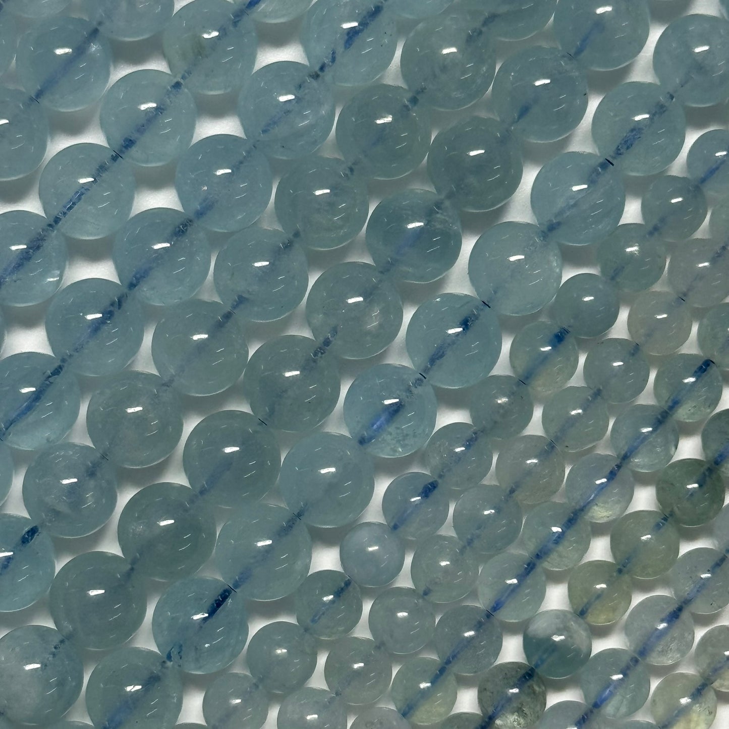Aquamarine Round Polished Beads - (AA Quality)