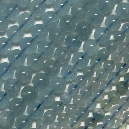 Aquamarine Round Polished Gemstone Beads - (AA Quality)