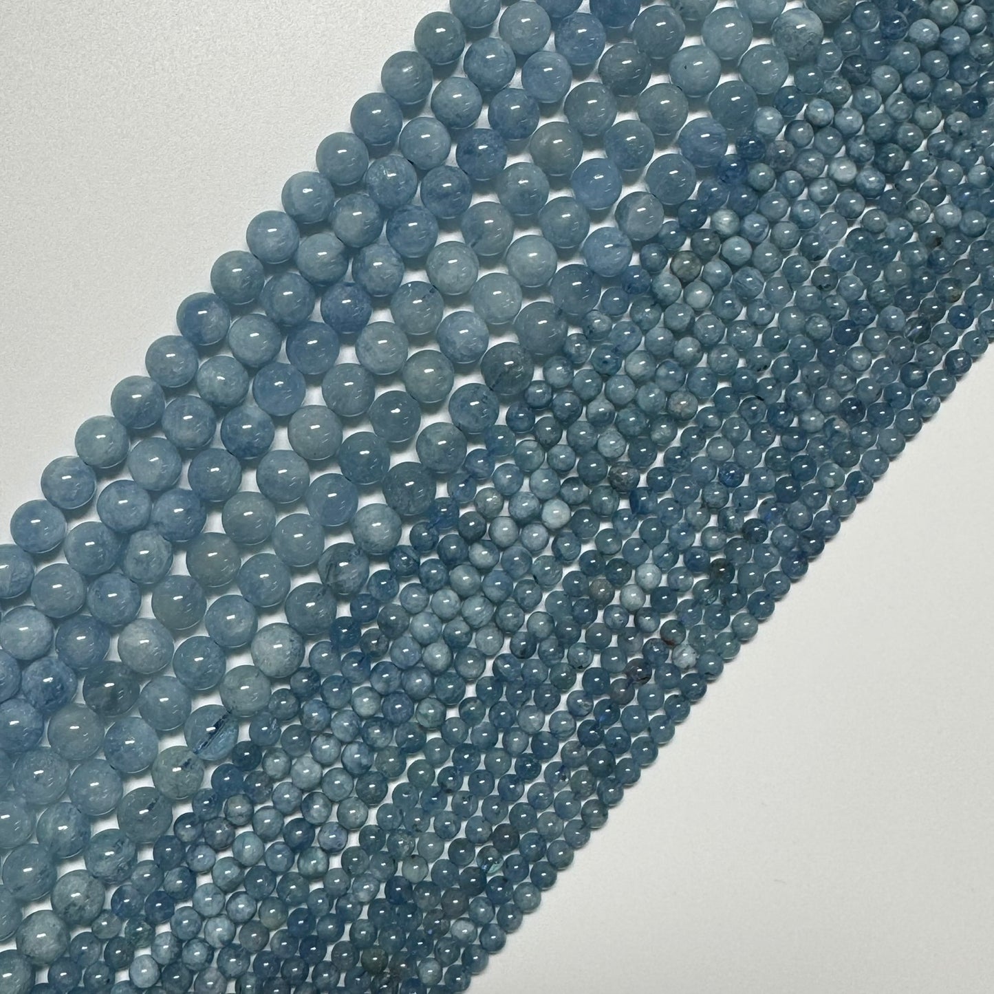 Aquamarine Round Polished Beads - (AA Quality)