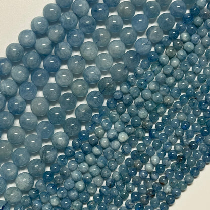 Aquamarine Round Polished Gemstone Beads - (AA Quality)