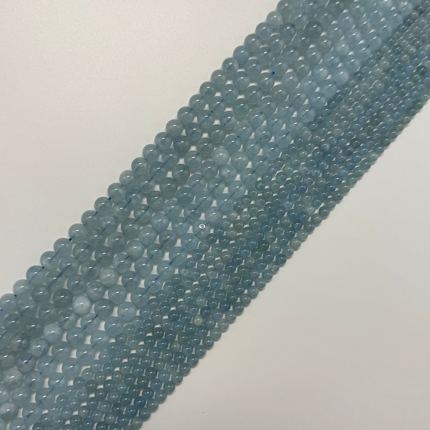 Aquamarine Round Polished Beads - (AAA Quality)