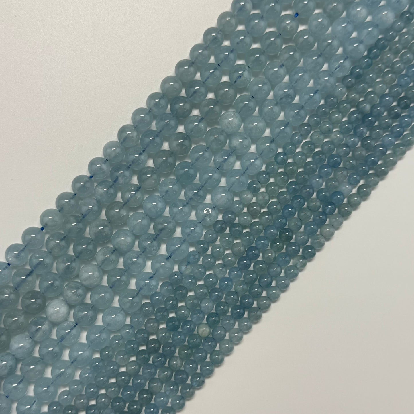 Aquamarine Round Polished Beads - (AAA Quality)