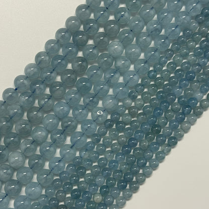 Aquamarine Round Polished Gemstone Beads - (AAA Quality)