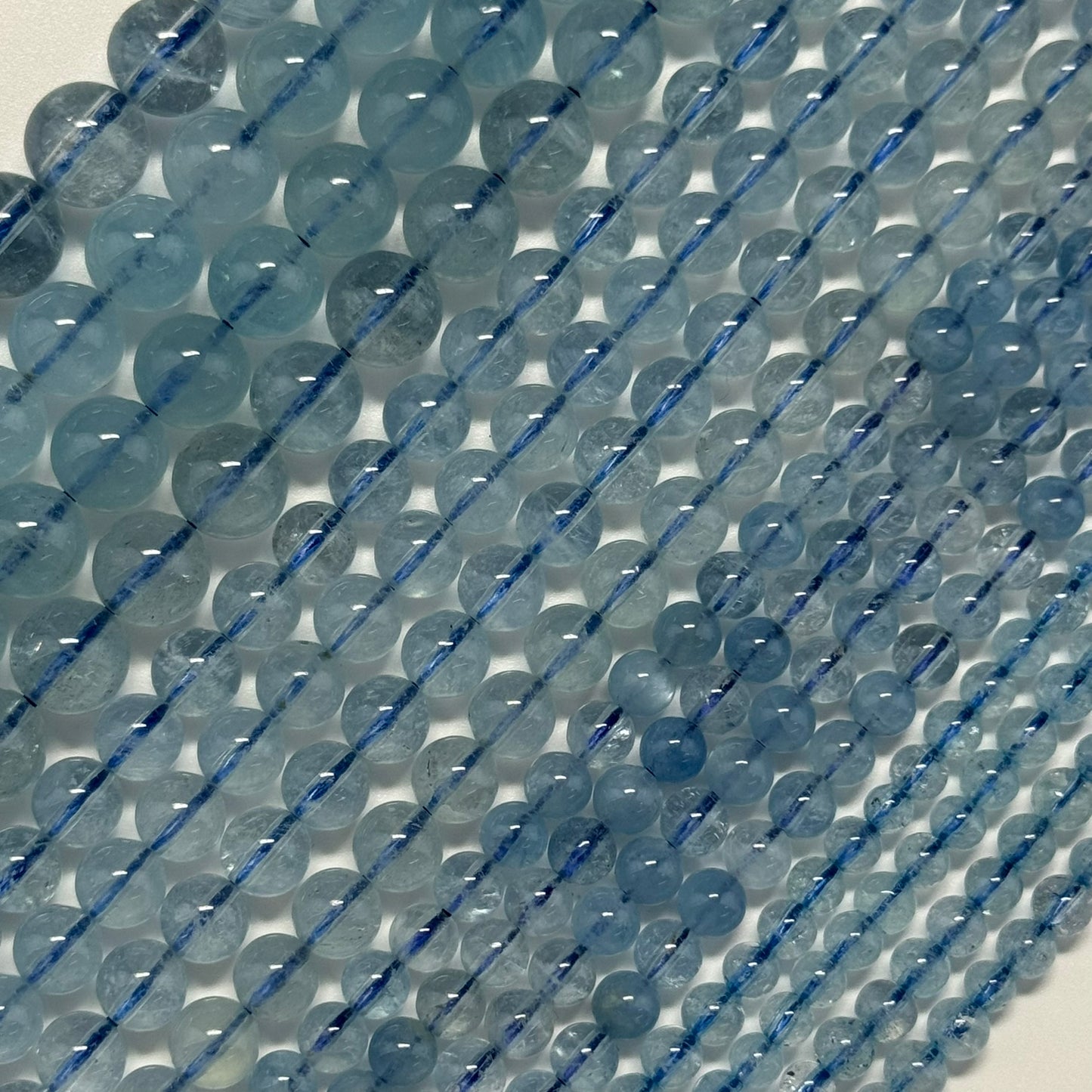 Aquamarine Round Polished Beads - (AAAA Quality)