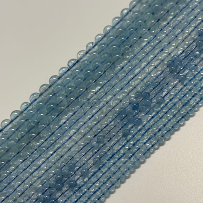 Aquamarine Round Polished Gemstone Beads - (AAAA Quality)