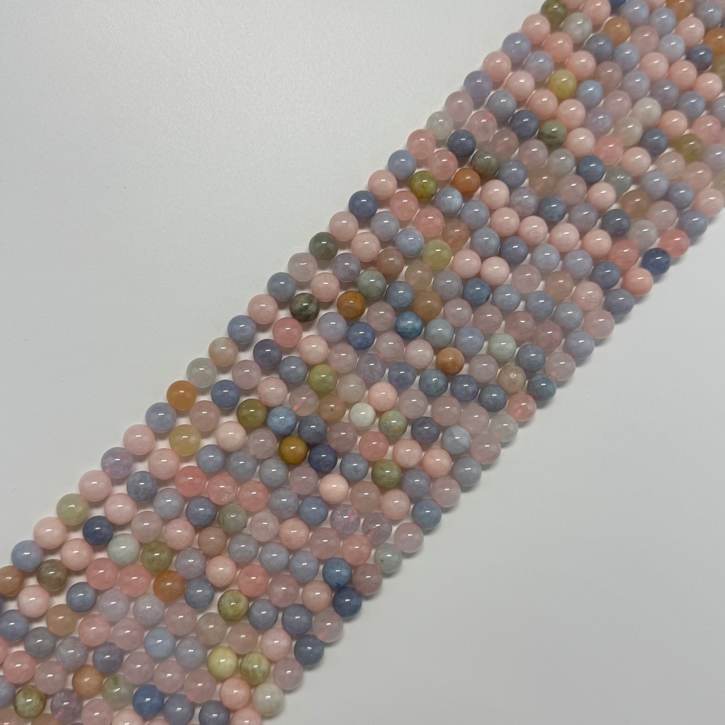 Aquamarine Morganite Polished Round Beads - (AA Quality)