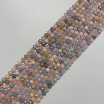 Aquamarine Morganite Polished Round Gemstone Beads - (AA Quality)