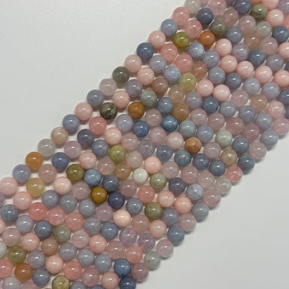 Aquamarine Morganite Polished Round Gemstone Beads - (AA Quality)