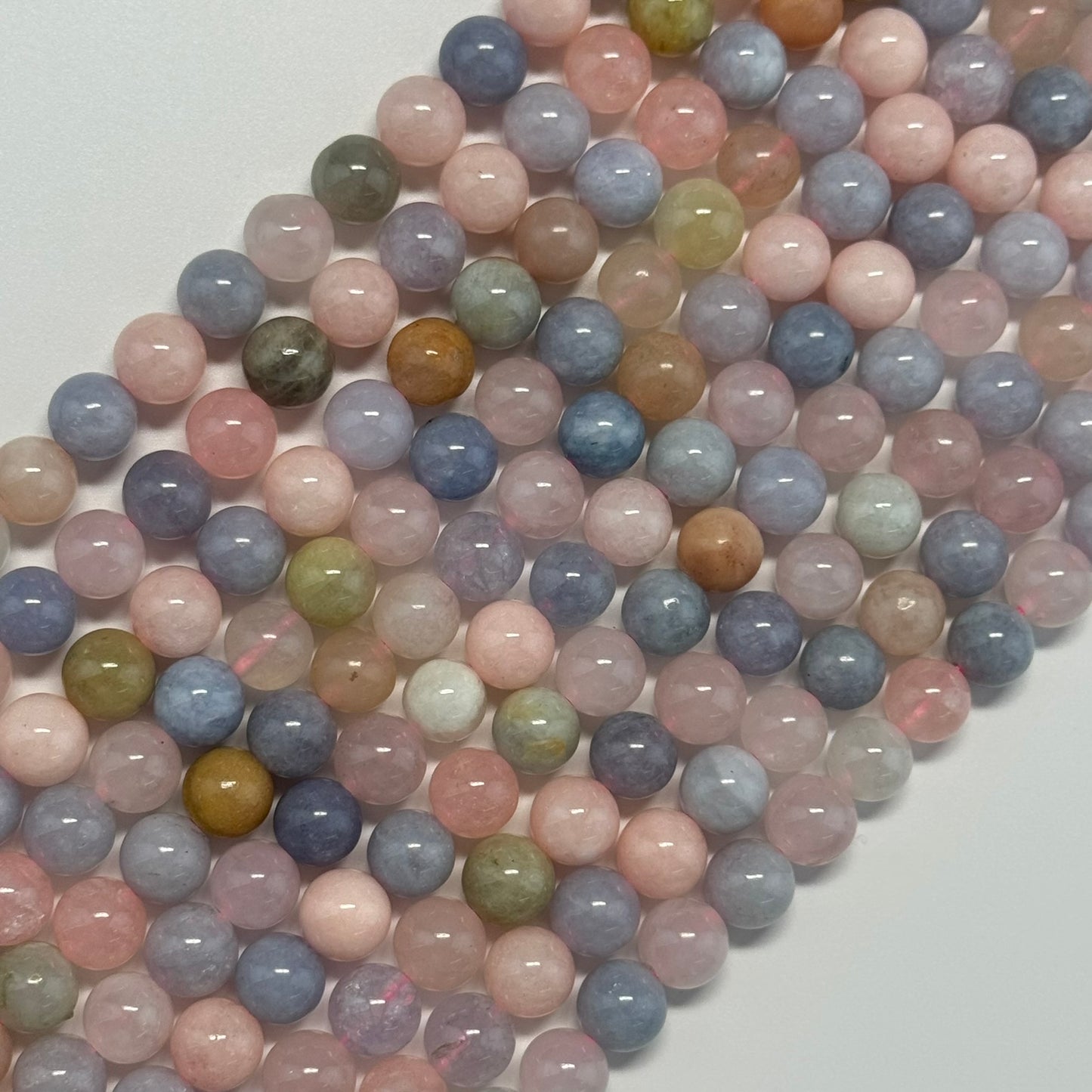Aquamarine Morganite Polished Round Beads - (AA Quality)