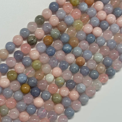 Aquamarine Morganite Polished Round Gemstone Beads - (AA Quality)