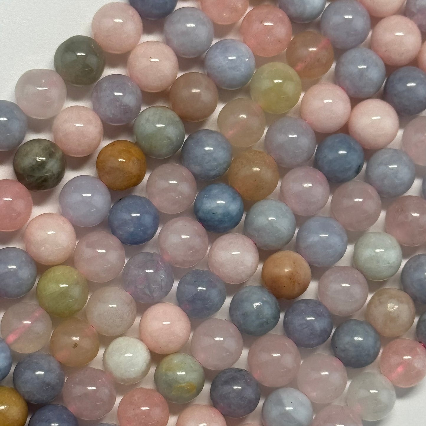 Aquamarine Morganite Polished Round Beads - (AA Quality)