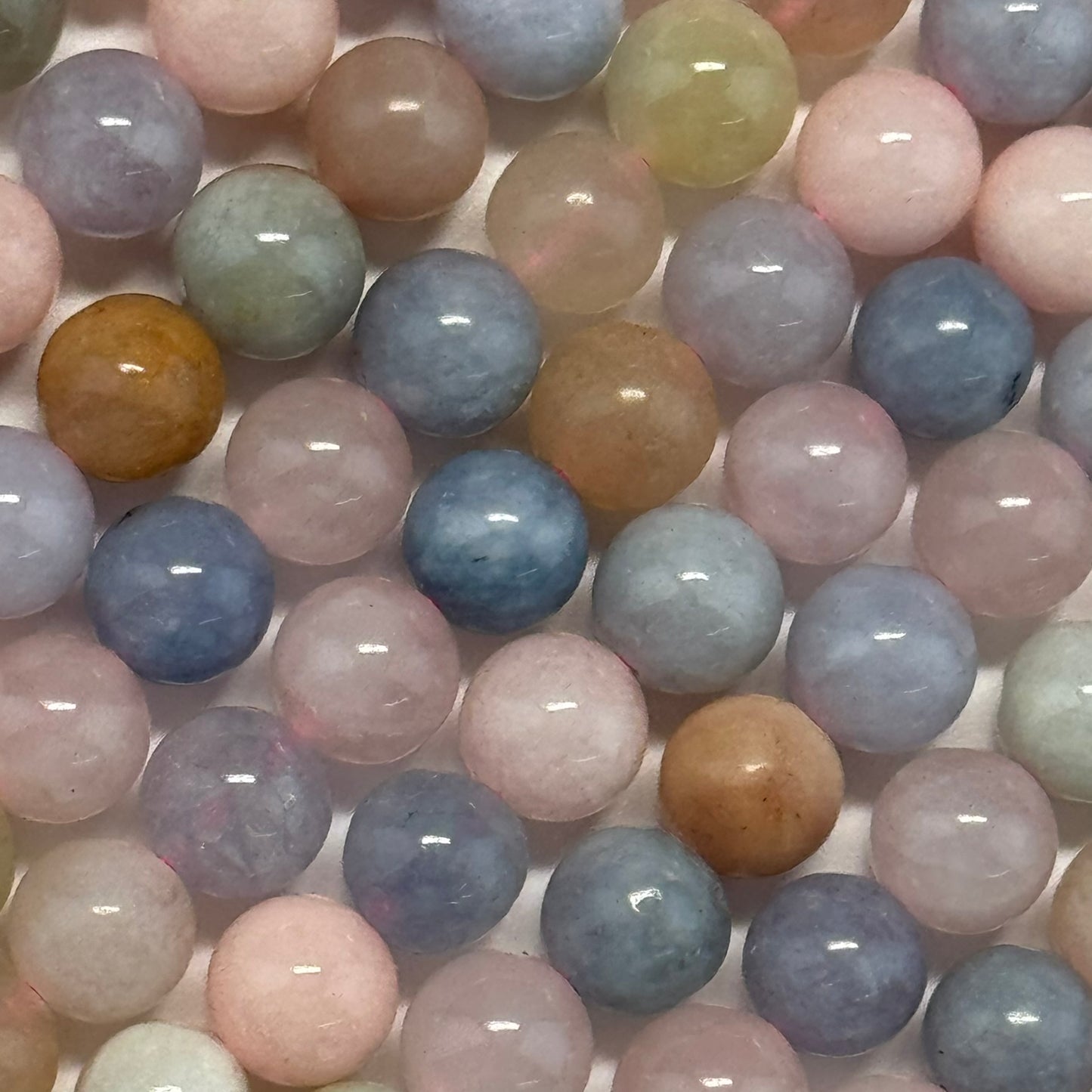 Aquamarine Morganite Polished Round Beads - (AA Quality)