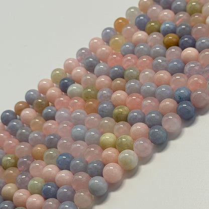 Aquamarine Morganite Polished Round Gemstone Beads - (AA Quality)