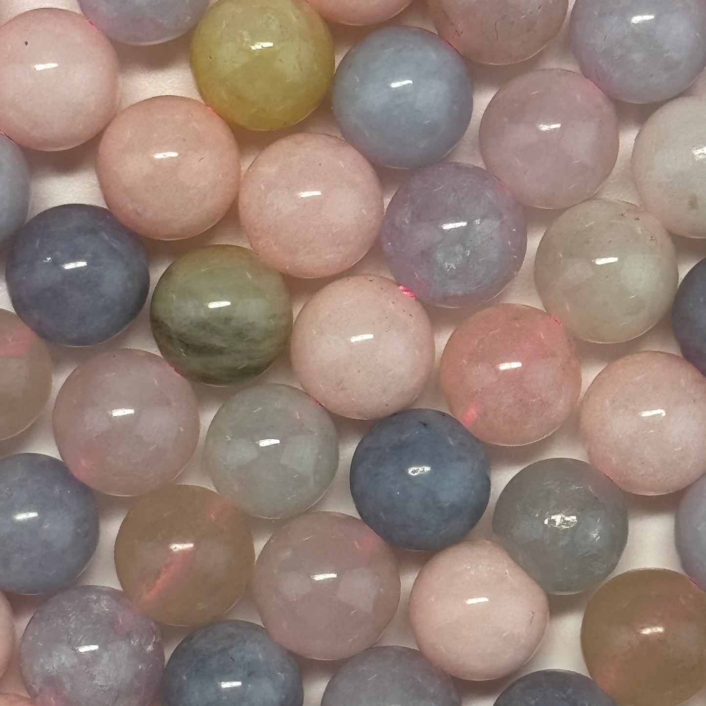 Aquamarine Morganite Polished Round Beads - (AA Quality)