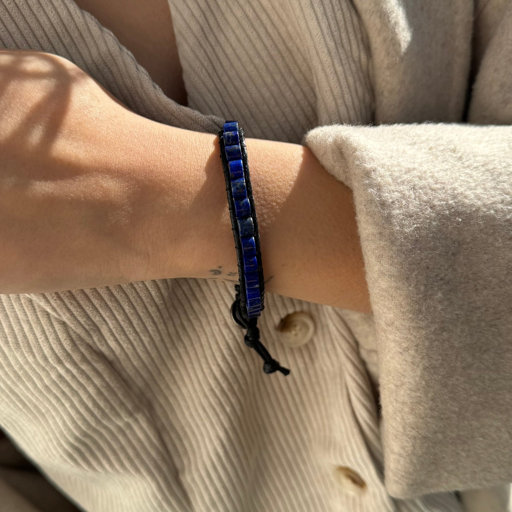 Adjustable Lapis Lazuli Bracelet – Natural Deep Blue Gemstone