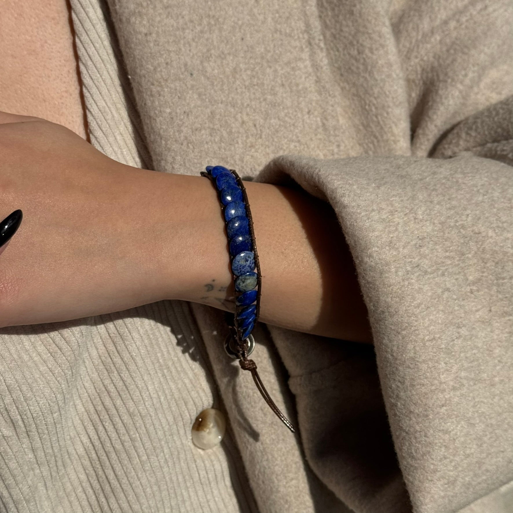 Adjustable Lapis Lazuli Bracelet – Natural Deep Blue Gemstone