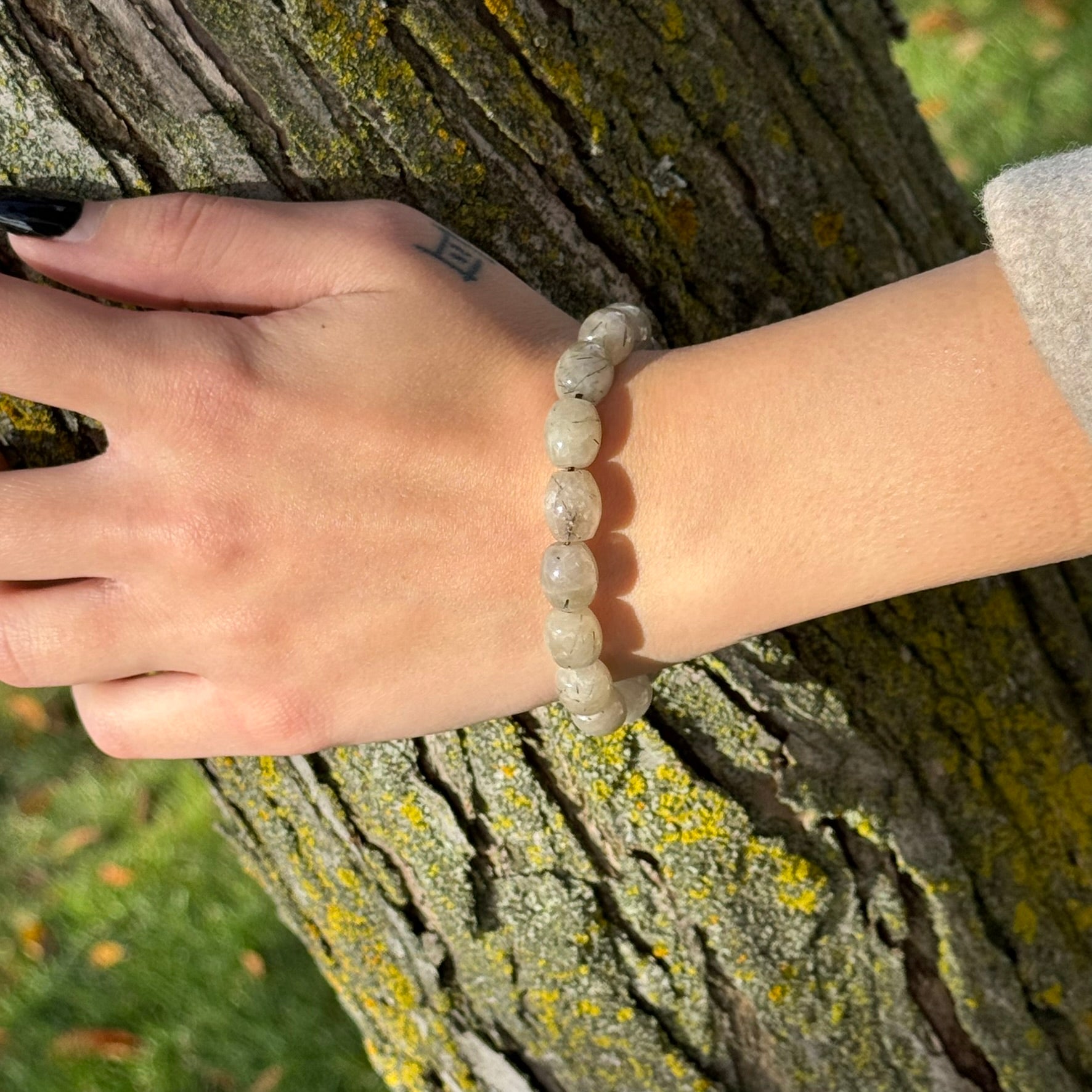 Tourmalinated Quartz Bracelet – Natural Golden Needle Gemstone