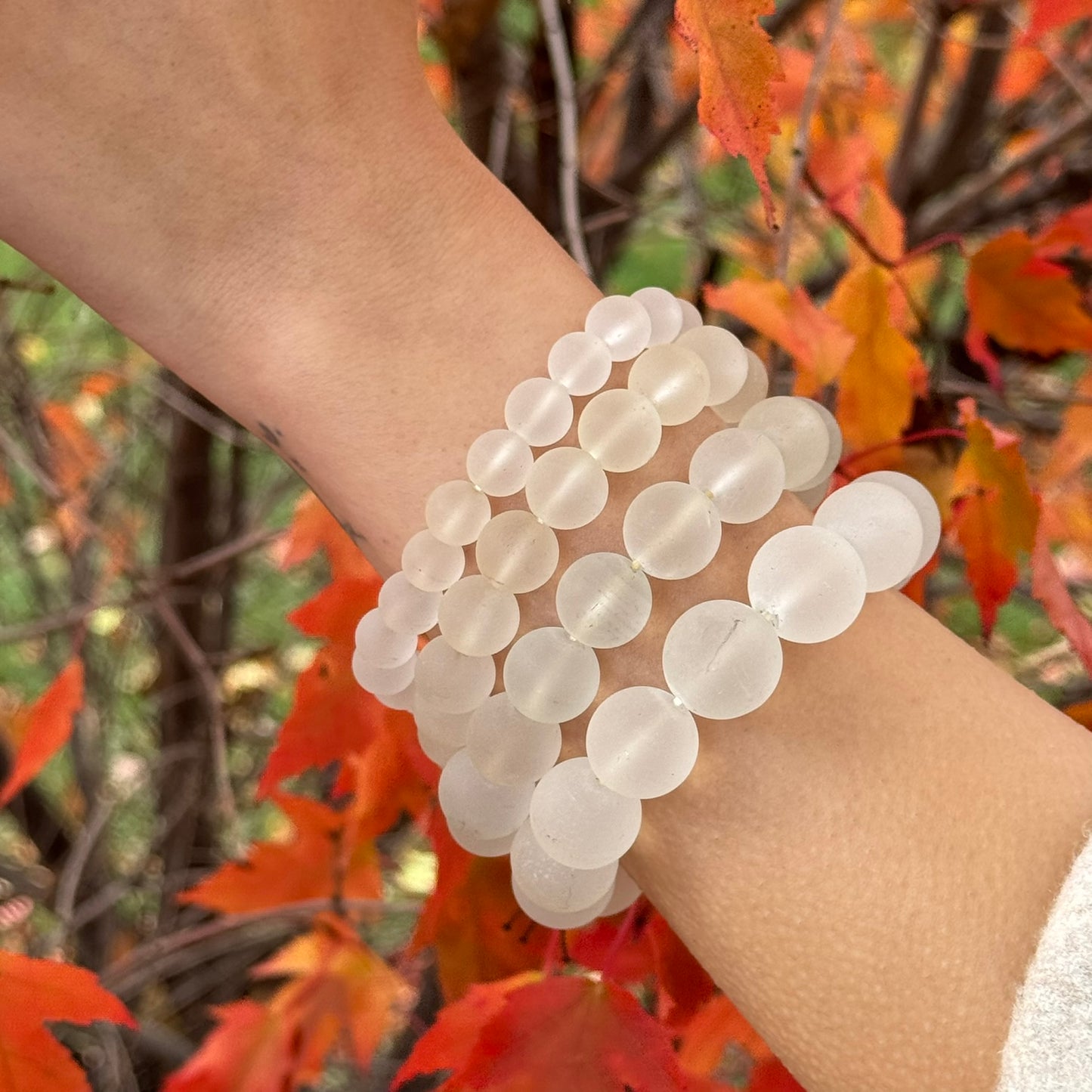 Frosted Quartz Bracelet – Natural Matte Gemstone