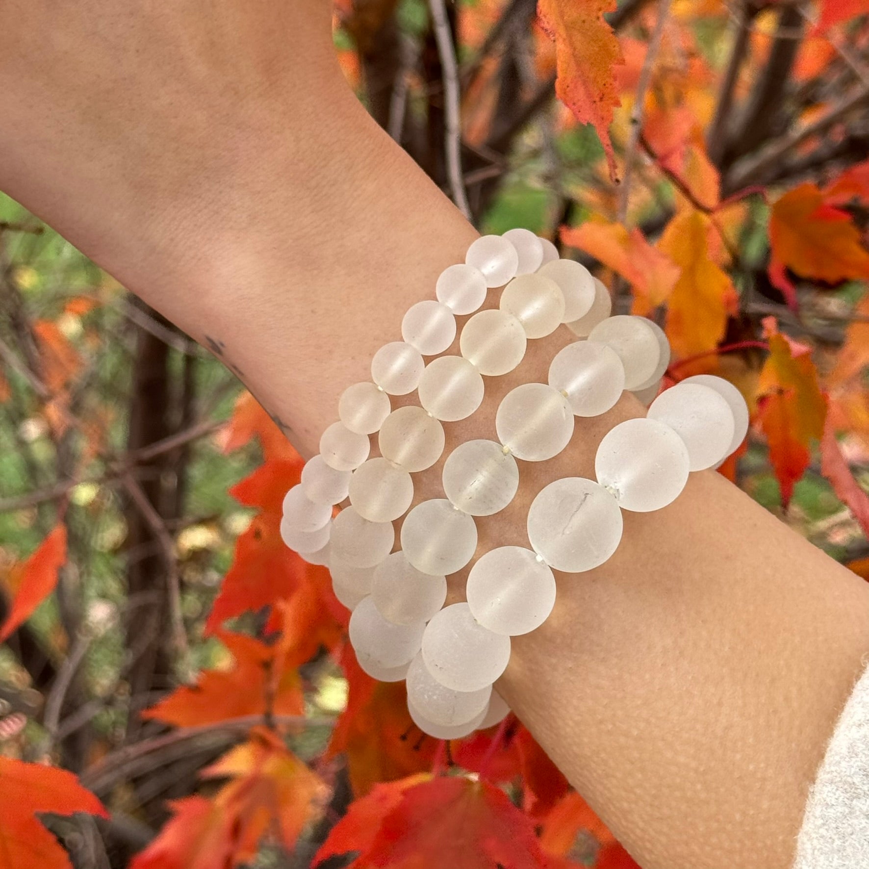 Frosted Quartz Bracelet – Natural Matte Gemstone