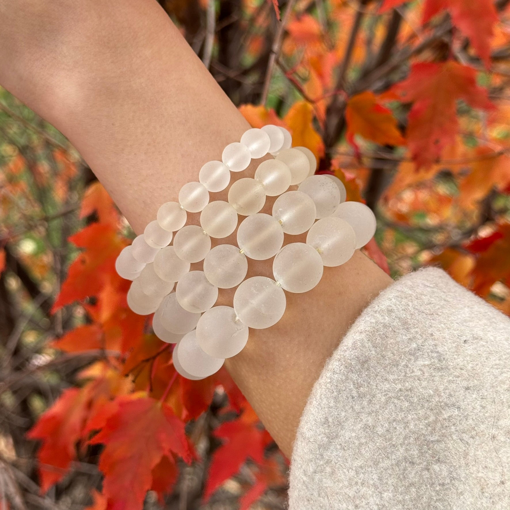 Frosted Quartz Bracelet – Natural Matte Gemstone