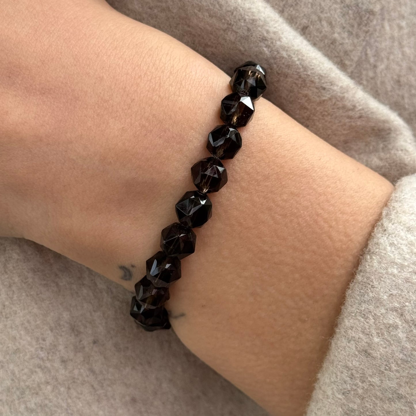 Smoky Quartz Diamond Cut Bracelet – Natural Brown Gemstone Jewelry for Energy & Style - (AAA Quality)