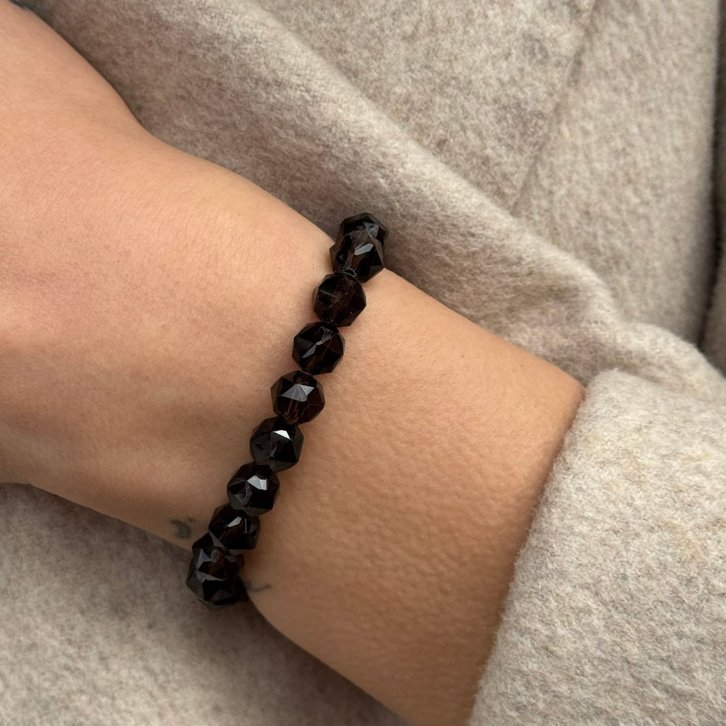 Smoky Quartz Diamond Cut Bracelet – Natural Brown Gemstone Jewelry for Energy & Style - (AAA Quality)