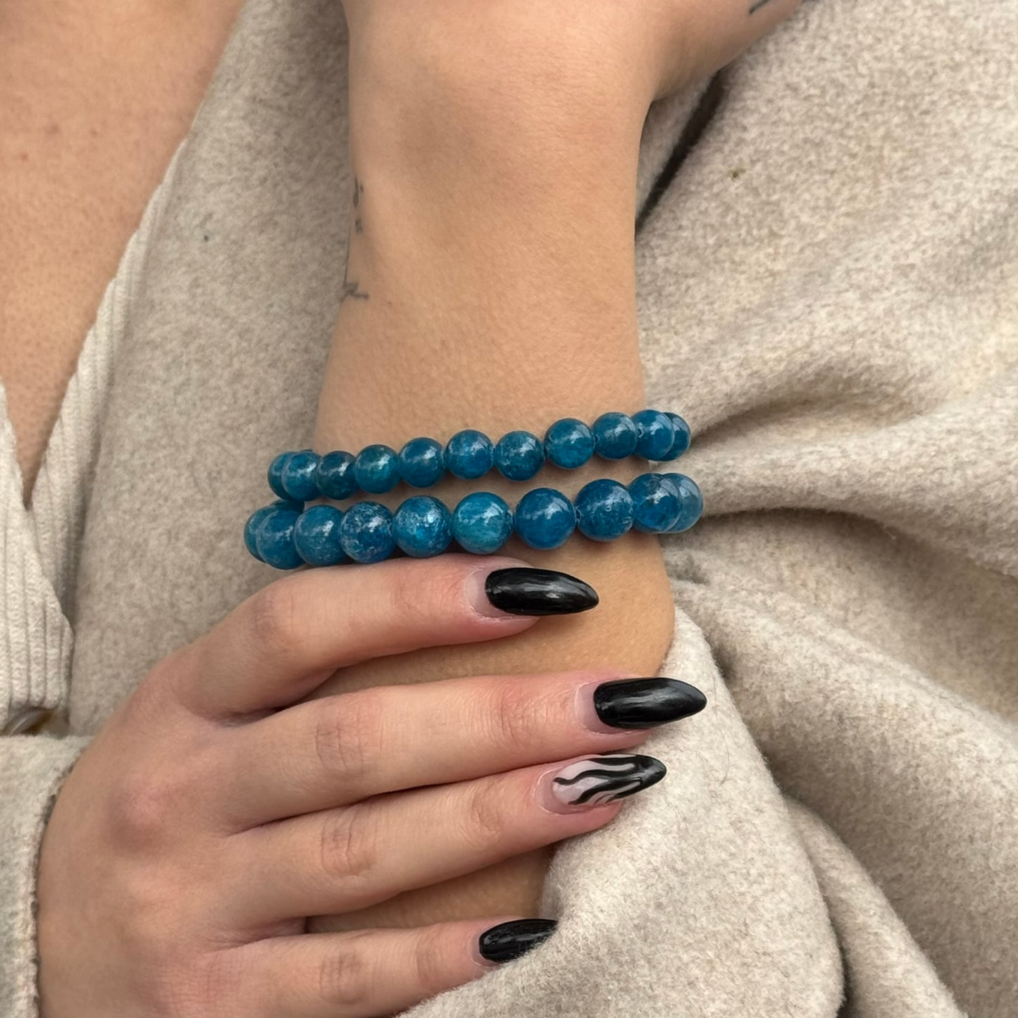 Blue Apatite Bracelet – Natural Deep Blue Gemstone Jewelry - (AAA Quality)