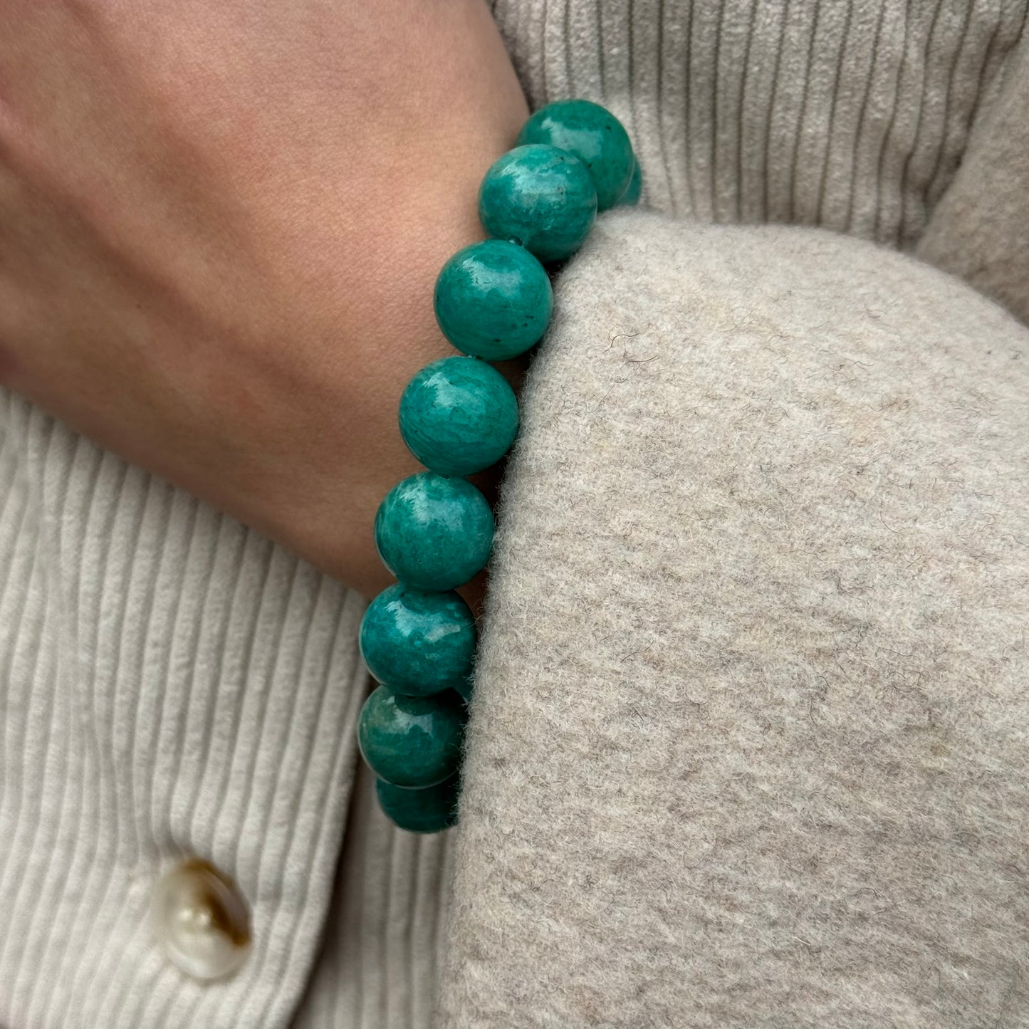Brazilian Amazonite Bracelet – Natural Blue-Green Gemstone Jewelry - (AAA Quality)