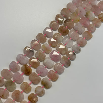 Morganite Faceted Rectangular Shaped Gemstone Beads - (A Quality)