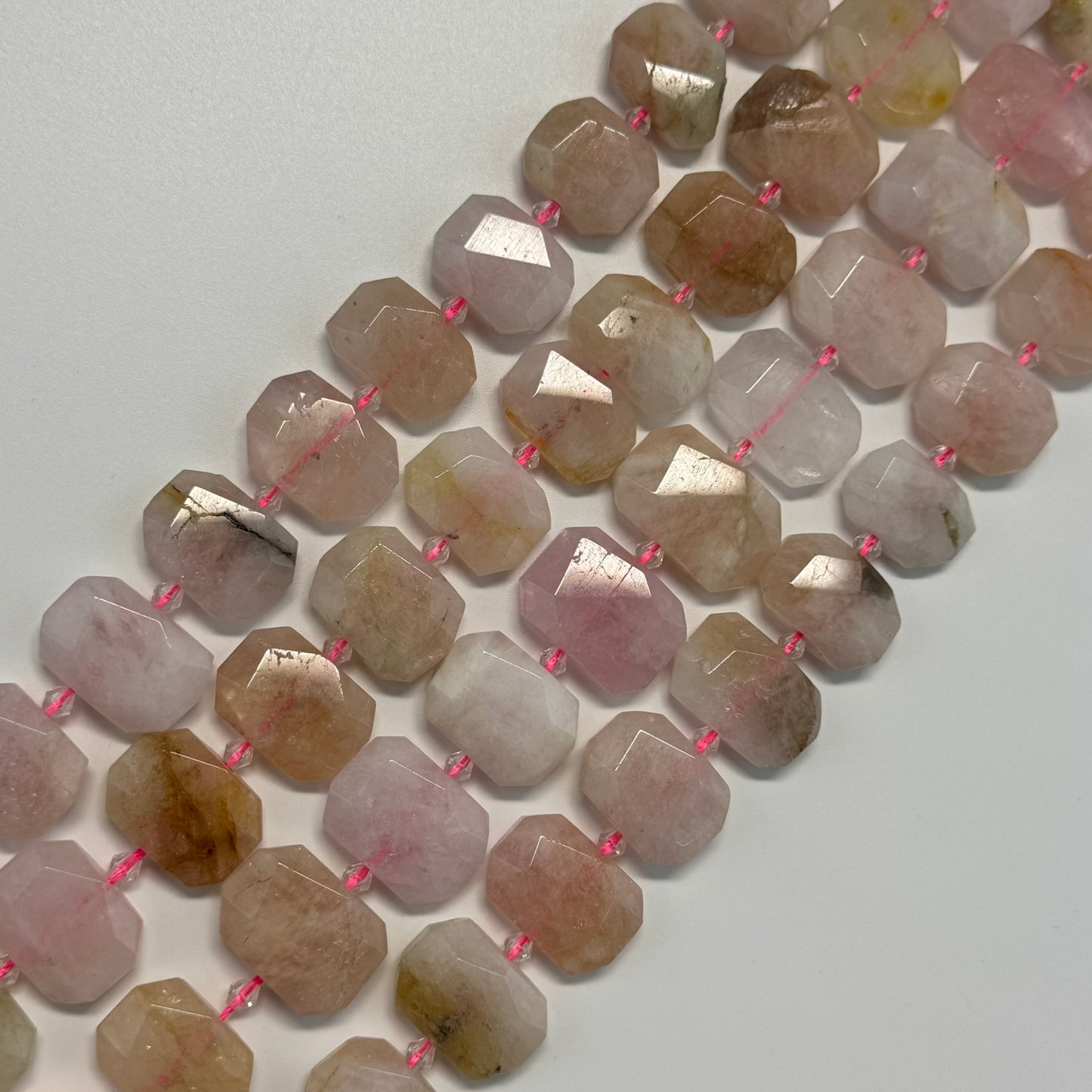 Morganite Faceted Rectangular Beads - (A Quality)