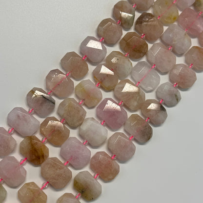 Morganite Faceted Rectangular Shaped Gemstone Beads - (A Quality)