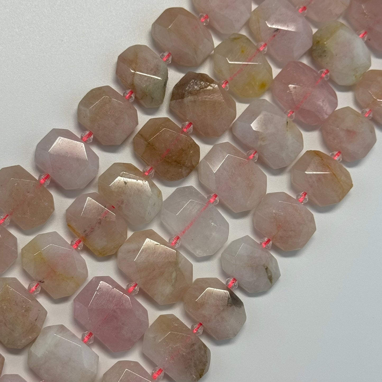 Morganite Faceted Rectangular Beads - (A Quality)